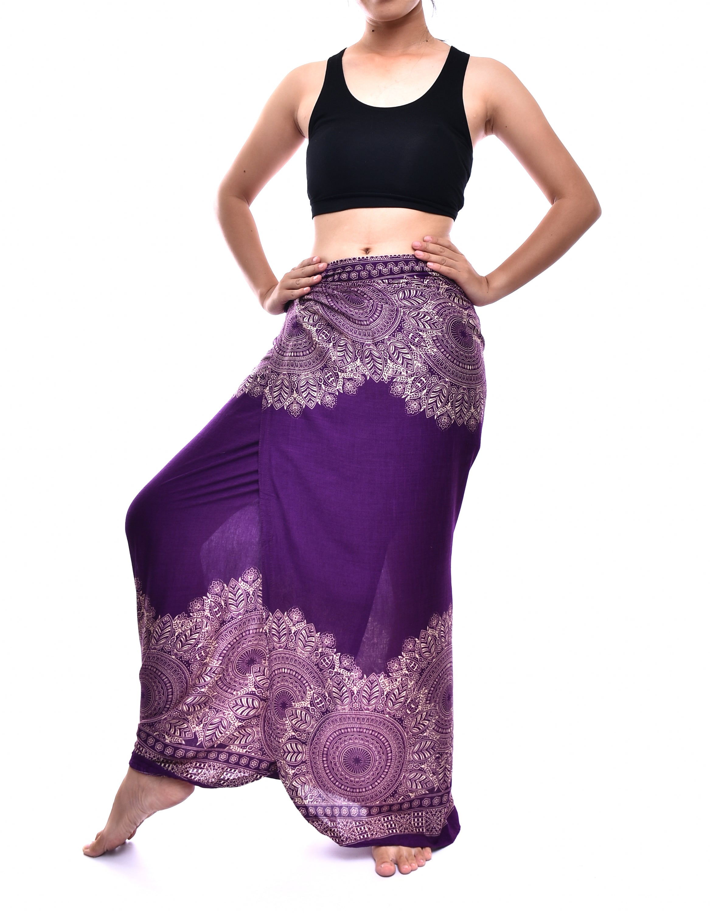 Bohotusk Purple Sun Storm Sarong, featuring vibrant elephant print and soft fabric, perfect for beachwear and summer outings.